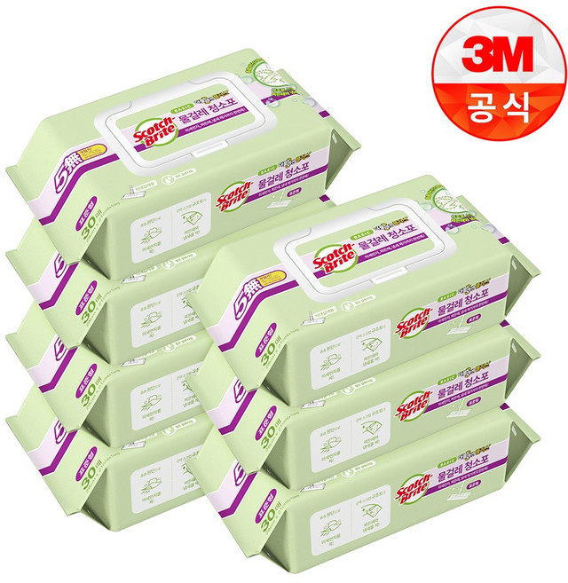 스카치브라이트 베이직 물걸레 청소포 더블액션 플러스 표준형 30매, 7개