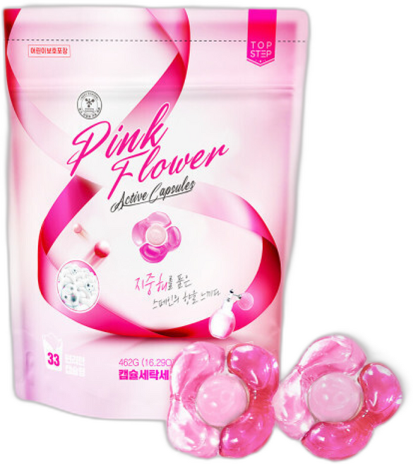탑스텝 핑크플라워캡슐세제 캡슐세탁세제, 1g, 33개입, 1