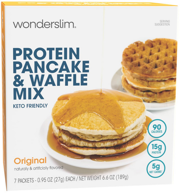 원더슬림 프로틴 팬케이크 & 와플 믹스 오리지널 저당 & Wonderslim Protein Pancake & Waffle Mix Original Low Sugar & Low, 7개