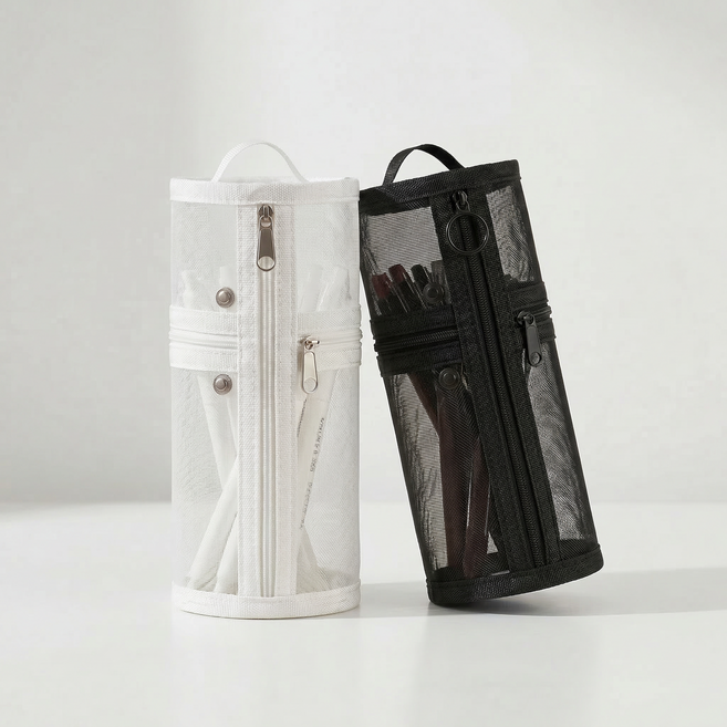 루엔티스 심플 메쉬 망사 필통, 화이트, 1개