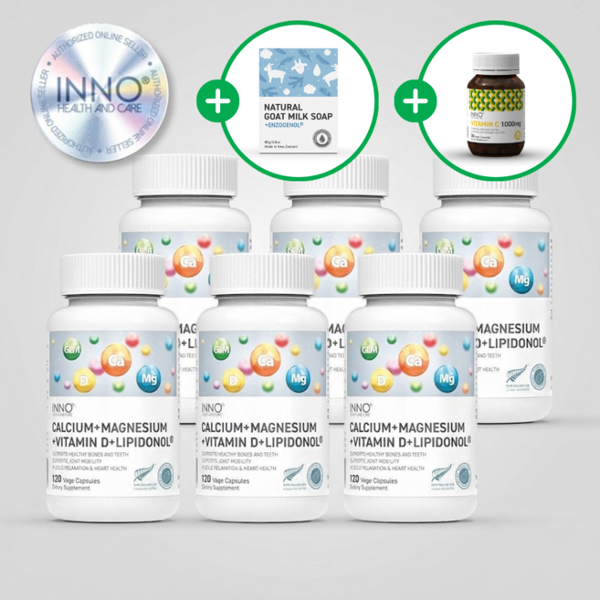 이노헬스 뉴질랜드 잇몸 관절 초록입홍합 칼슘 영양제 마그네슘 비타민D, 6개, 120정