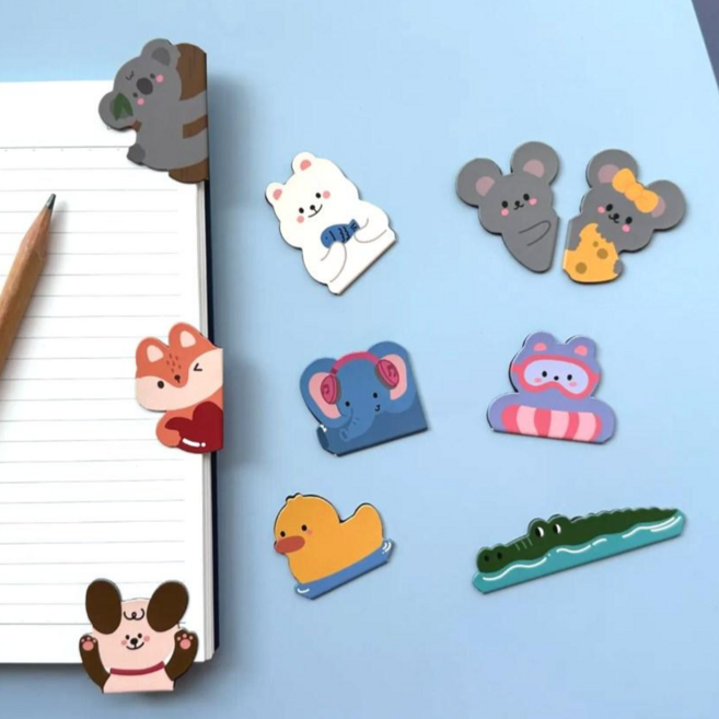 마그네틱 북마크 책갈피 자석 북클립 귀여운 동물 10p 세트 선샤인마켓, 1세트, 큐티버디 10종