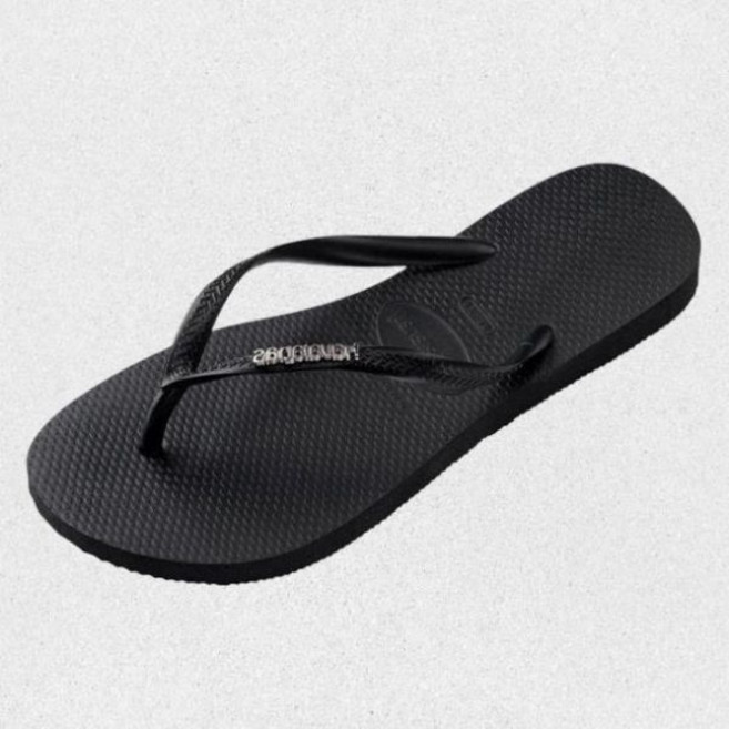 매장정품 하바이아나스 HAVAIANAS 슬림 로고 메탈릭 플립플랍 Black 2034355 1464174