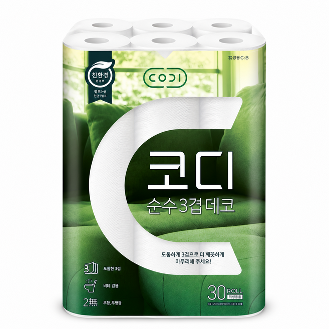 코디 순수 3겹데코 화장지, 30m, 30롤, 1개