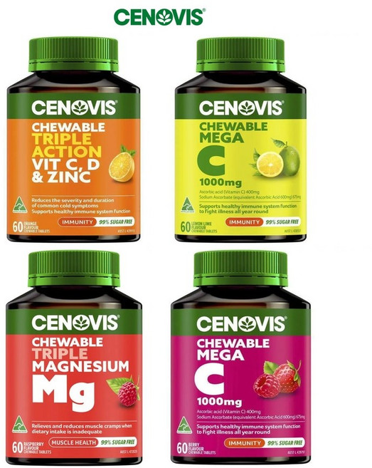 호주 세노비스 Cenovis 츄어블 마스네슘 아연 젤리 비타민 C D, 마그네슘 라즈베리 60정