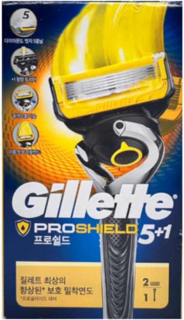 질레트 프로쉴드 옐로우 면도기+여분날, 1개