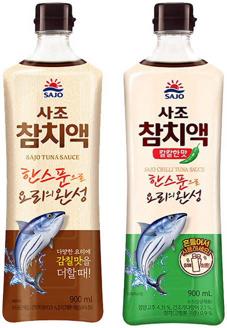 사조 참치액 900mLx2병(참치액1+칼칼한맛1)/무배, 2개, 900g