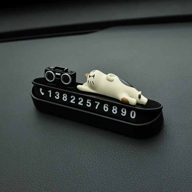 오룸 자동차 차량용 고양이 주차번호판 원터치 야광 안심 알림판 4종, 1개, 꿀잠 자는 고양이