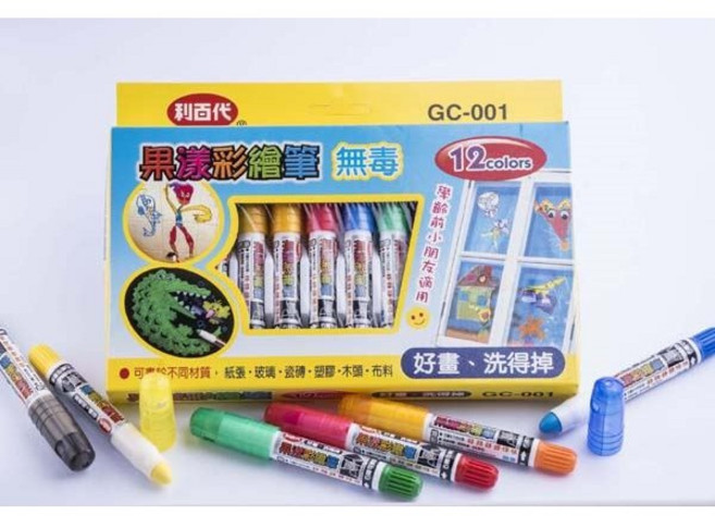 無毒》利百代果漾彩繪筆12色組GC-001(果漾筆溜溜筆果凍筆彩漾筆滑溜筆)利百代GC001, 1個