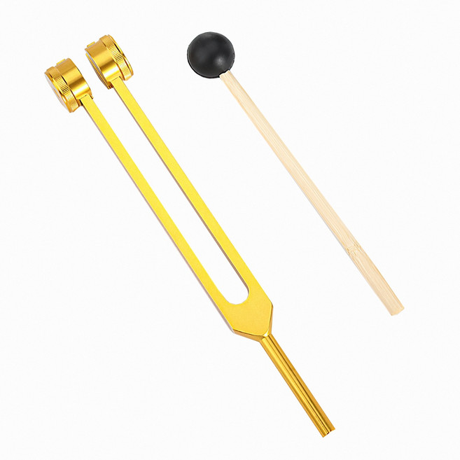 [上手家居] 128Hz 音叉 樂器 采耳工具 紓壓 鋁合金, 1個, 128H 金色 21.5cm 套裝4件組