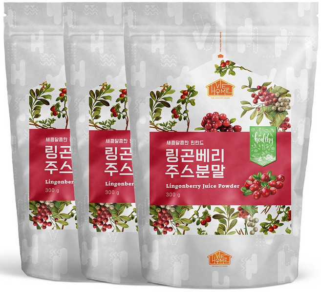 건강한우리집비옴 새콤달콤한 핀란드 링곤베리 주스 분말, 300g, 3개