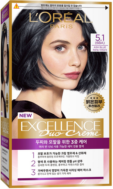 로레알파리 엑셀랑스 듀오크림 나눠쓰는 새치염색 염모제, 5.1 애쉬블루브라운, 1개