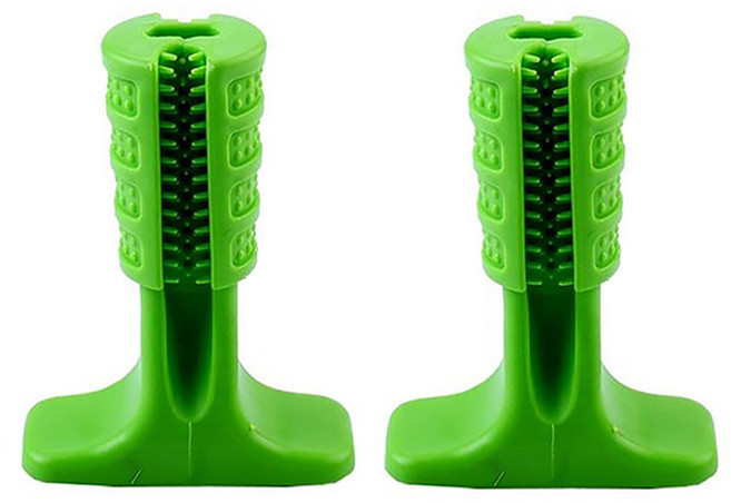 펫카소 강아지 치석제거 이갈이 노즈워크 칫솔 치발기 셀프양치 장난감, 2개, 그린