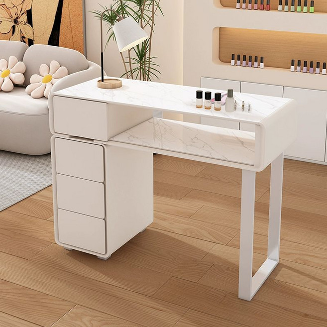 네일 시술대 네일아트 작업대 매니큐어 탁자 책상 뷰티샵, 1개, 올화이트 락 슬랩 0.8m
