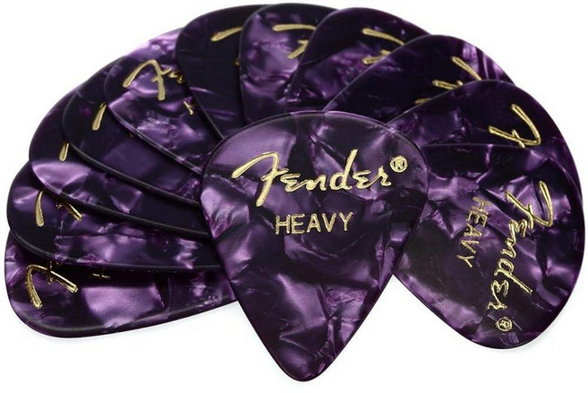 Fender 프리미엄 셀룰로이드 기타 피크 351 모양 액세서리 블랙 모토 미디엄 12팩_147157, Heavy, 18.6ft, Purple Moto