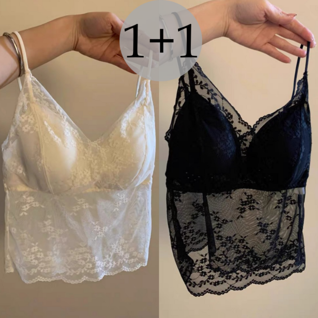 더그랜 여성 시스루 레이스 끈나시 2종세트