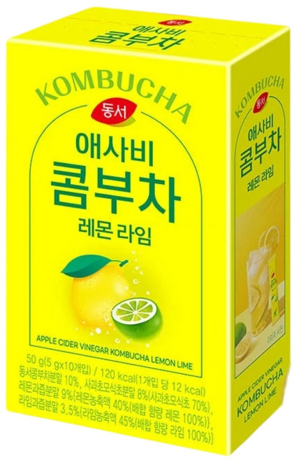 東西食品 韓國 蘋果醋 康普茶 檸檬萊姆, 5g, 1個, 10個裝