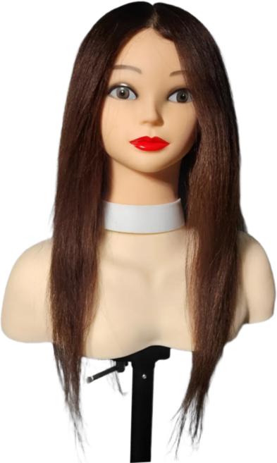 옐로구르미 미용 연습용 통가발 인모 100% 19인치, 브라운(19인치), 1개