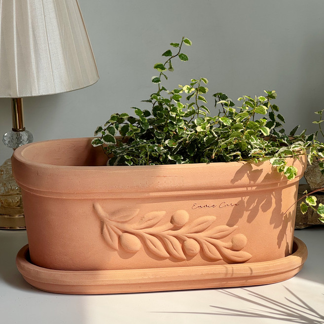 앙비까사 올담 토분 34cm 받침세트, 1개, 피치