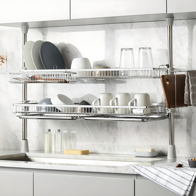 한샘 기둥식 식기건조대 + 수저걸이, 2단, 1개