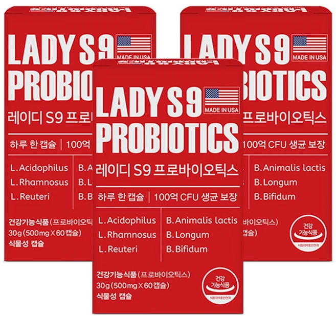 미국 레이디 S9 여성용 유산균 (60캡슐 2개월), 60정, 3개 - 쿠팡