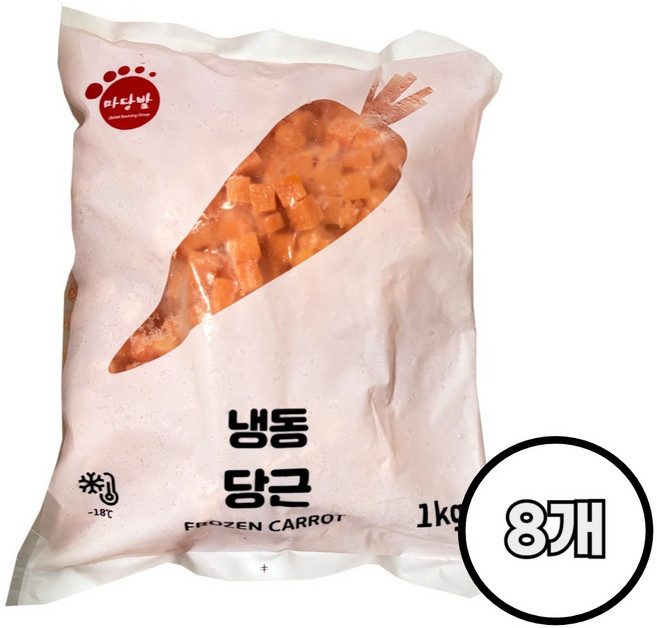 마당발 냉동 당근 다이스 /냉동, 8개, 1kg