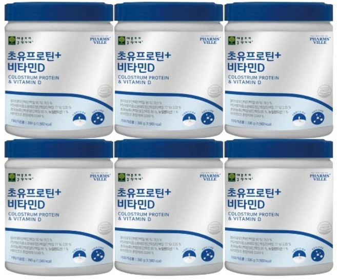 PS저분자효소분해유청단백질 초유프로틴플러스비타민D390g 저분자가수분해단백질 병풀잎 로얄젤리함유, 6개, 390g