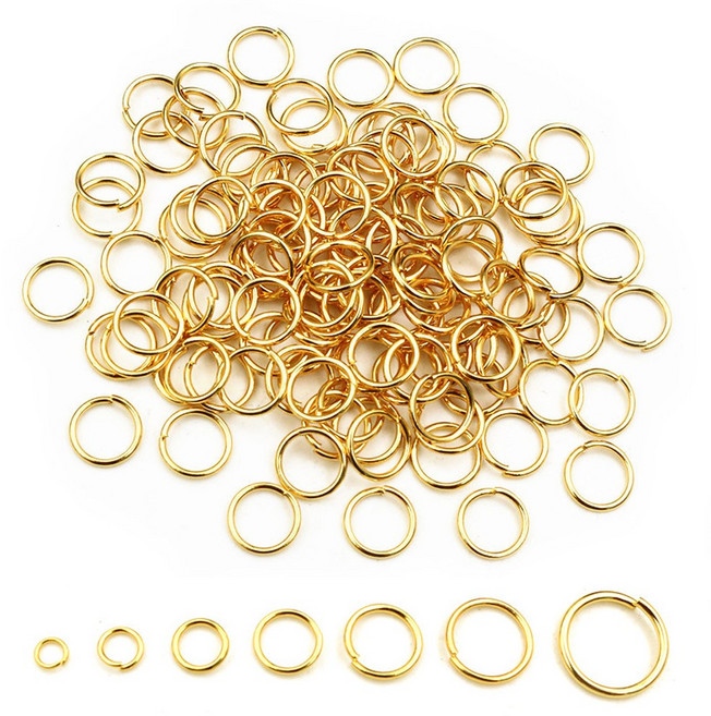 200PC 10MM 스테인레스 스플릿 DIY 스틸 파인드 골드 루프 쥬얼리 컬러 싱글 점프