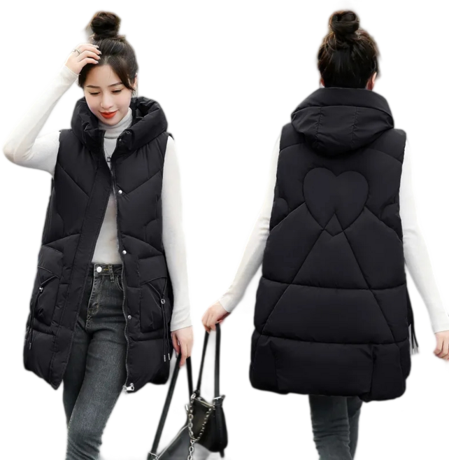 Myshe 여성용 빅사이즈 편안한 조끼 경량 롱 패딩 조끼 ru121GZ3