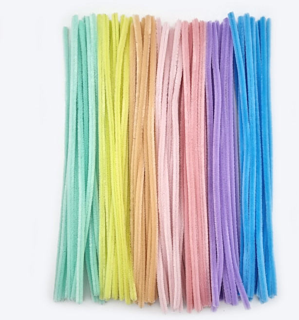 더이안 철사모루 30cm (100개입) 꽃다발 인형 공예 재단 털 모루 철사 컬러 혼합 만들기재료, 1봉, 파스텔 혼합