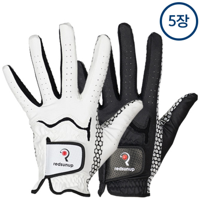 레드썬업 RS 실리콘 그립 남성용 골프장갑, 5개, 블랙