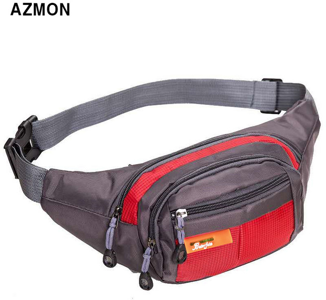 AZMON 멀티 포켓 미니 힙색가방 다용도 방수 크로스백 35cm x 14cm x 15cm 남여공용 2.5L, 레드, 1개