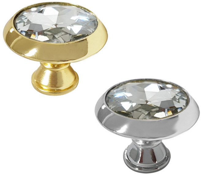 철물의민족 보석 크리스탈 큐빅 손잡이 골드 크롬 1구 고급손잡이 가구 싱크대 서랍장, 9135 1구-DG골드(큐빅), 1개