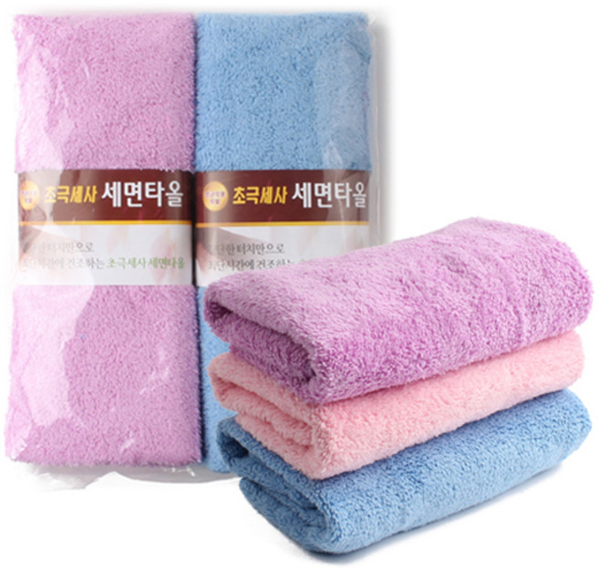 초극세사 세면타올/수건 2P (색상랜덤발송), 상세페이지 참조