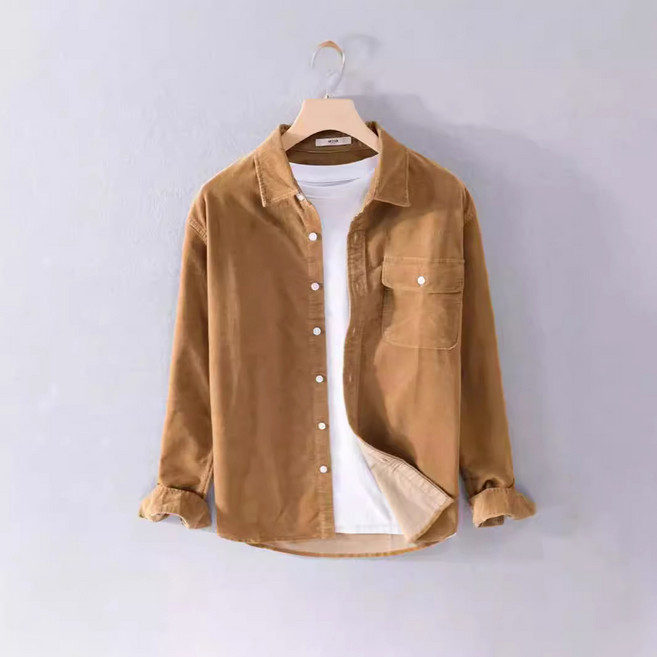 투니스 남성 단색 캐주얼 코듀로이 긴소매 셔츠