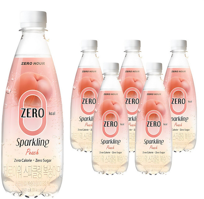 제로아워 0kcal 스파클링 복숭아맛 탄산음료, 350ml, 6개