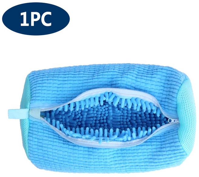 세탁가방 대형 신발 운동화 세탁기 가방 세탁 건조기 재사용 가능 모든 유형 크기 지퍼 클로저 패딩 푹신한 섬유 청소, 1PC-Blue, 1개