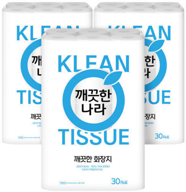 초 깨끗한 화장지 30롤 x 3팩