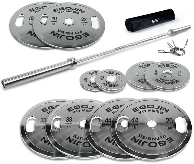 클럽용 크롬 바벨 중량 원판 121kg 세트 웨이트 역기 헬스, 단품, 단품