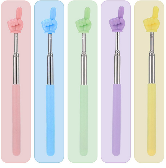 손가락 지시봉 길이조절 교사 수업 강의 프레젠테이션, 옐로, 5개