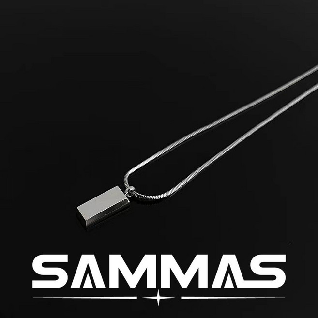 SAMMAS小銀磚塊方柱項鍊新款現貨 金屬體 嘻哈街頭 細錬 韓系項鍊 蛇骨鍊 鈦鋼項鍊 男女可戴