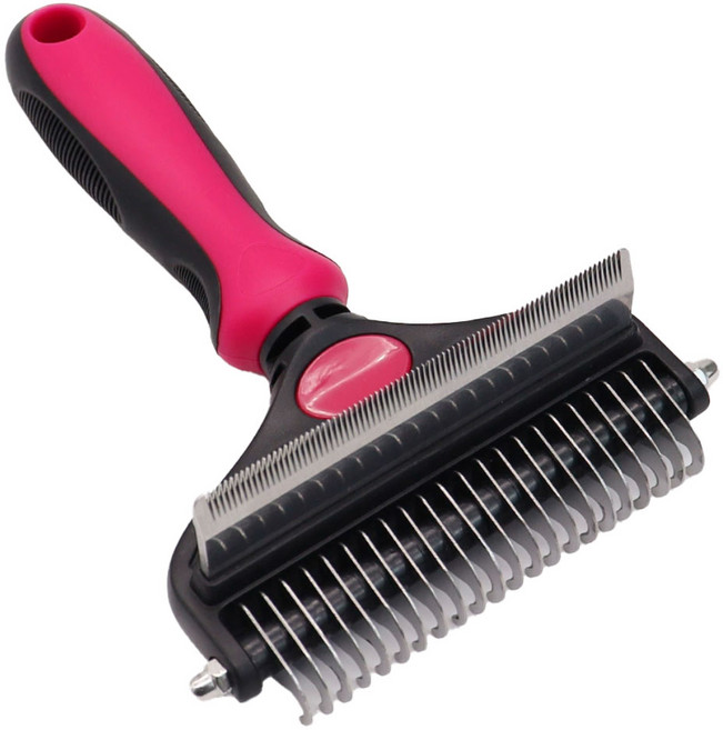 펫블리스 강아지 엉킨털 죽은털 제거 털갈이 저자극 슬리커 브러쉬, 1개, 레드