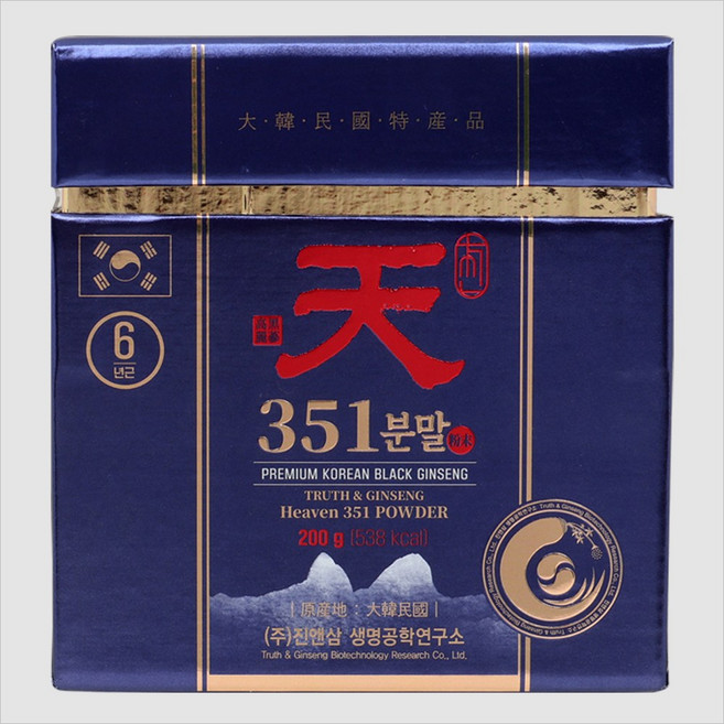진앤삼 흑삼 천351 분말 200g / 국내 최고의 흑삼 가공 전문 회사 프리미엄 명품 흑삼, 1개