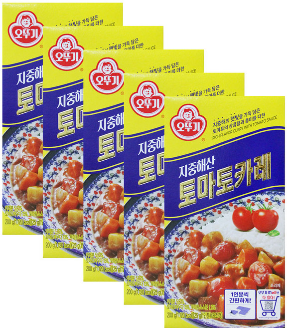 오뚜기 지중해 토마토 카레 고형, 200g, 5개