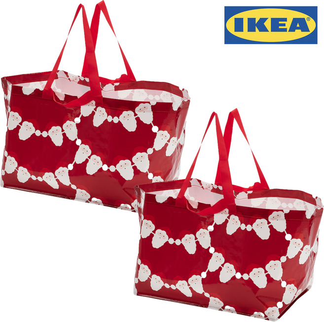 이케아 빈테르핀트 한정판 크리스마스 타포린백 장바구니, 71L 일반형, 2개