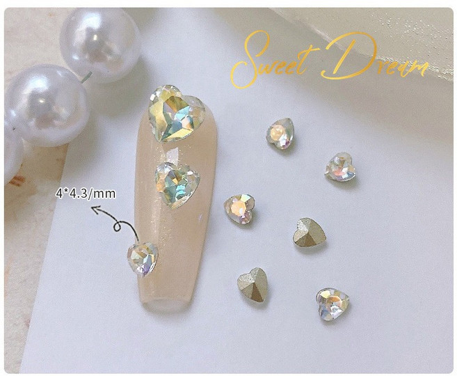 美甲水晶愛心尖底鑽 10顆, 1個, 07人魚姬【小款4mm】10顆, 人魚姬