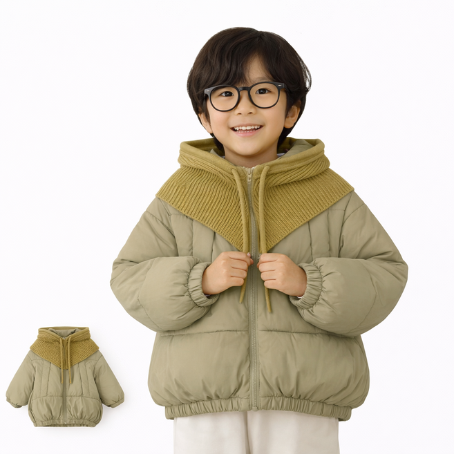 아동 겨울 패딩 점퍼 허니 카라멜 머스타드 컬러 따뜻한 숏패딩 귀여운 여아 남아 공용 아우터