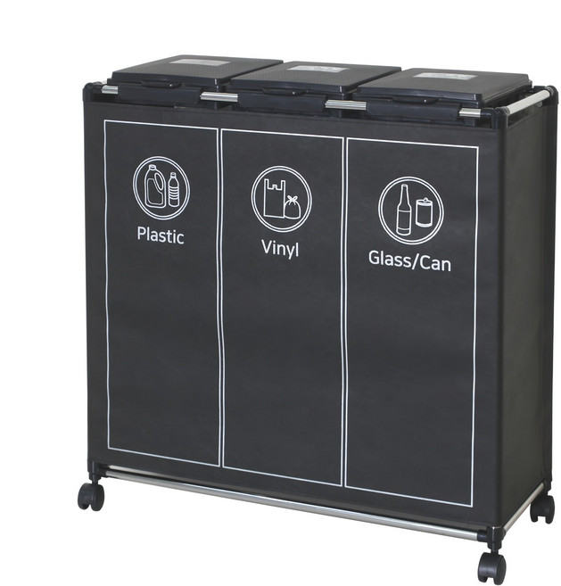 Sense2030 Bling Home 附蓋分類回收桶, 黑色