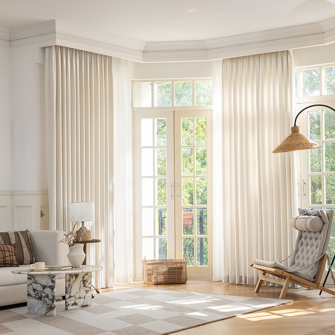 사라하우스 루나 형상기억 맞춤제작 사계절 생활 화이트 암막커튼 방한 방풍 거실 안방 커튼