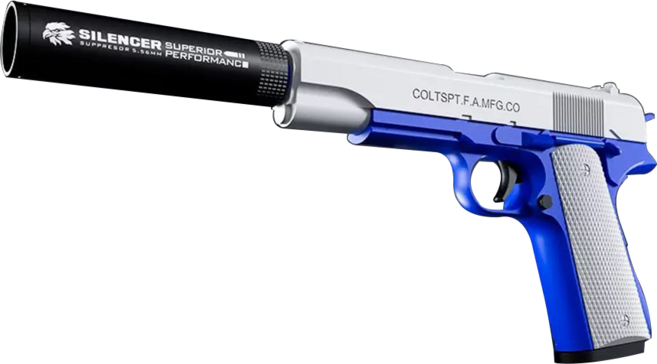 COLTSPT.F.A.MFG.CO 仿真消音器玩具槍 輕量化設計, 柯爾特拋殼軟藍白色, 1個